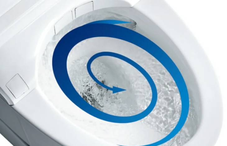 フチなし形状と強力な洗浄水流